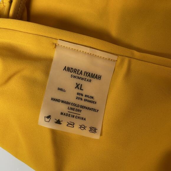 Andrea lyamah Mona Lemon Floral Embroidered Yellow Bikini Swim Set Size XL - Picture 13 of 13